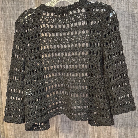 Dana Buchman Women's Sweater Shrug SZ Small Open Front Crochet Black - Picture 4 of 5
